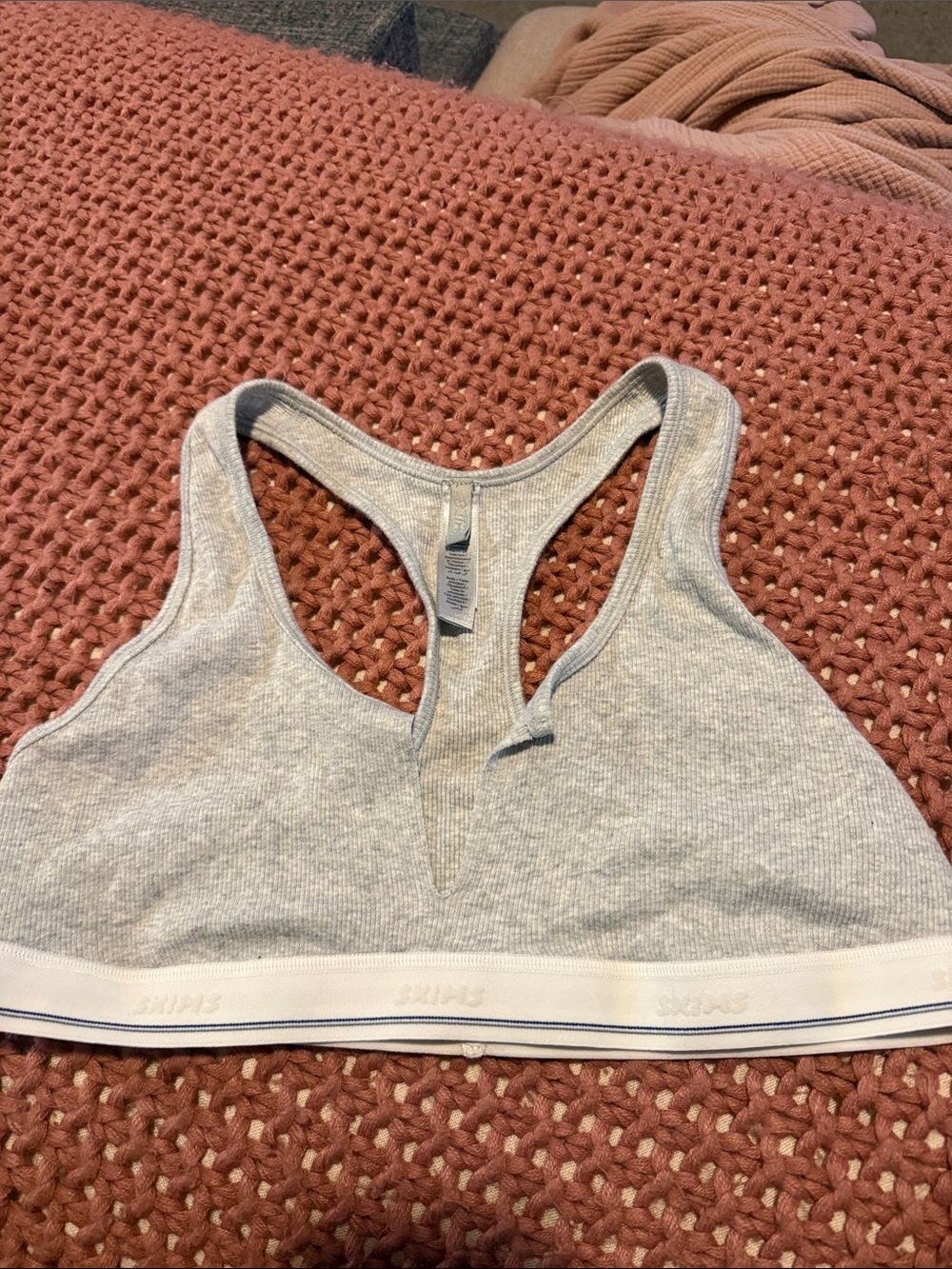 Skims Light Gray Racerback Seamless Sports Bralette